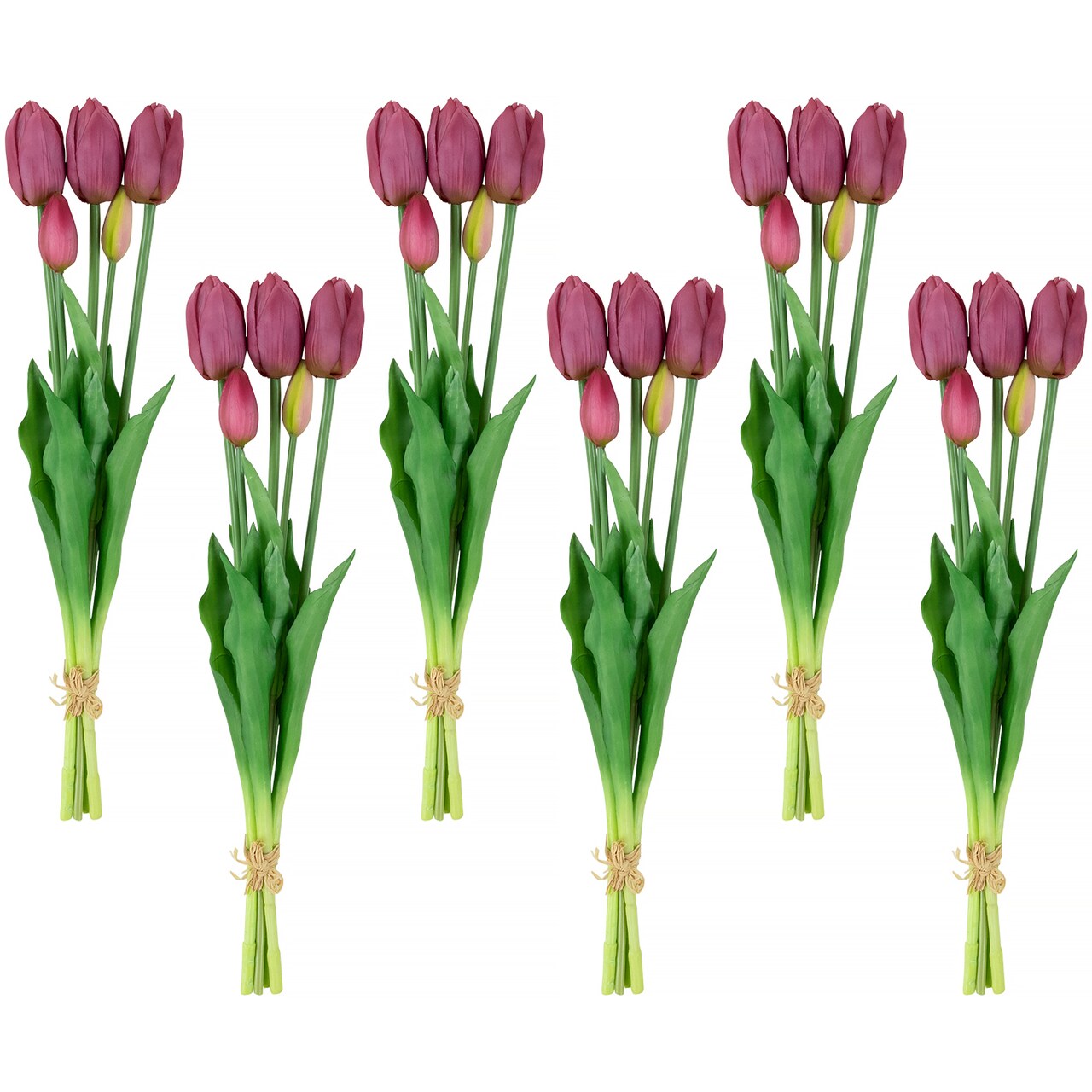 Northlight Real Touch&#x2122; Purple Artificial Tulip Floral Bundles, Set of 6 - 18&#x22;
